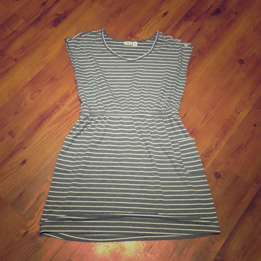 Grey and white striped dress